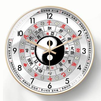 Traditional Chinese Medicine Beauty Salon Clock, Living Room Wall Clock, Health Center Automatic Time-Setting Clock, Twelve-Hour Meridian Flow Chart Clock