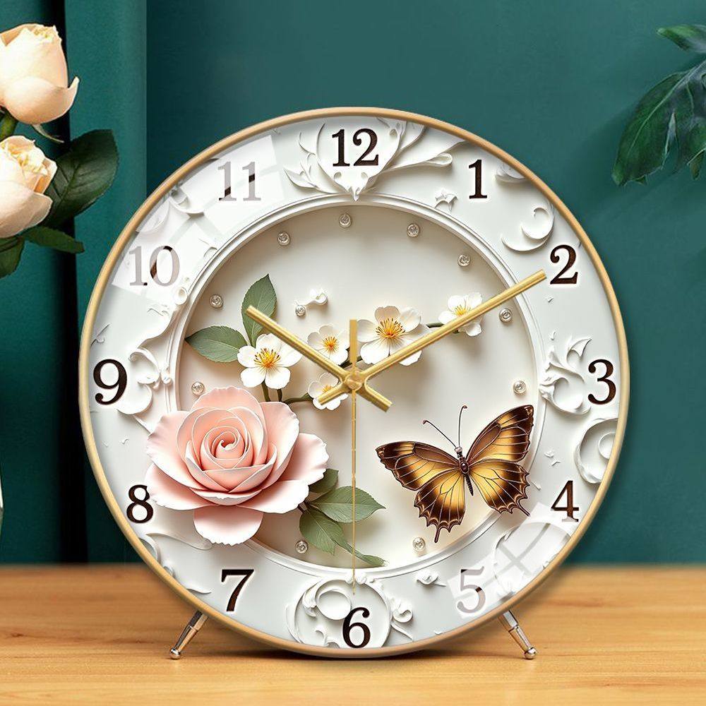 French-Style Butterfly High-End Nordic Clock, Silent Bedroom and Living Room Creative Home Clock, Quartz Clock