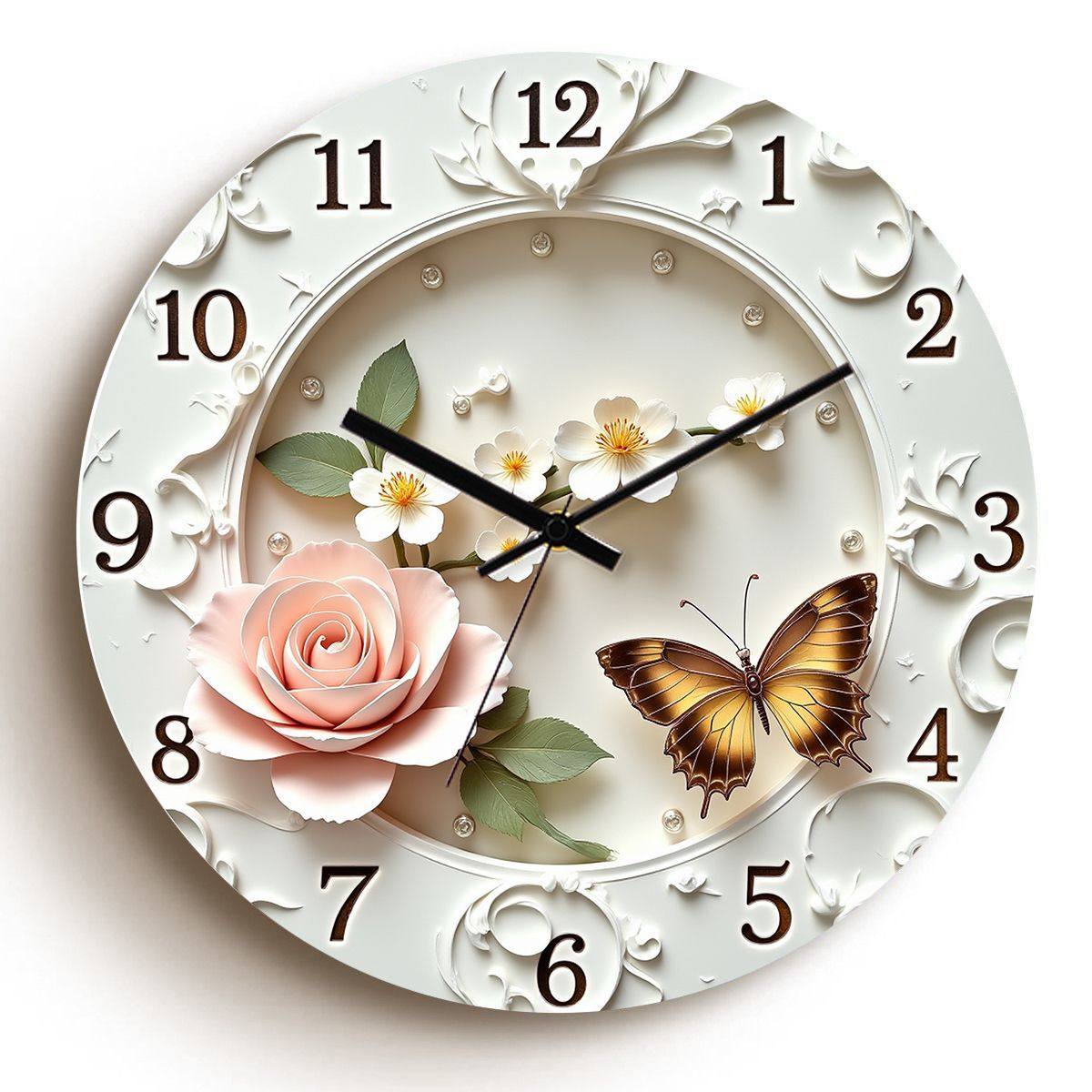 French-Style Butterfly High-Value Nordic Clock Art Painting Silent Bedroom Living Room Creative Home Wall Quartz Clock