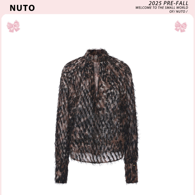 Original Version [In-Stock Direct Shipment] Wild and Unique Leopard Print Feather Tassel Shirt/Dress with Unique Niche Design