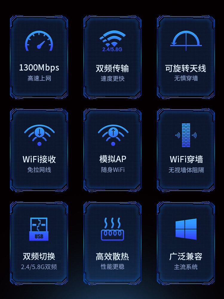 Rokar Driver-Free Wireless Network Card Desktop Wifi Receiver Desktop Computer Gigabit 5g Dual-Band Usb3.0 Gaming Wifi6 Laptop External Network Signal Booster Host Hotspot