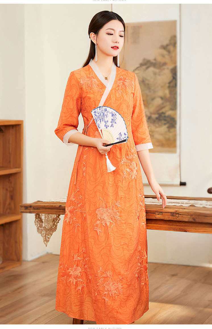 китайский костюм spring and summer women's vintage embroidered hanfu dress sl OTHER