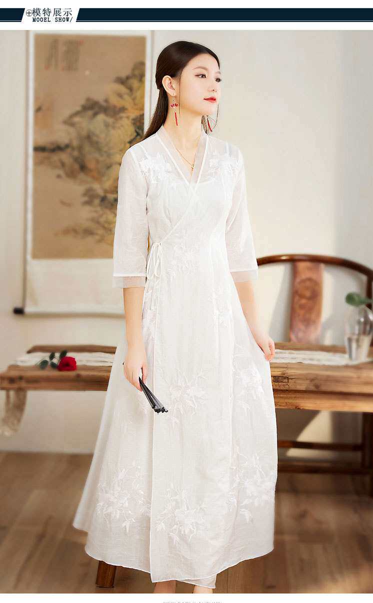 китайский костюм spring and summer women's vintage embroidered hanfu dress sl OTHER
