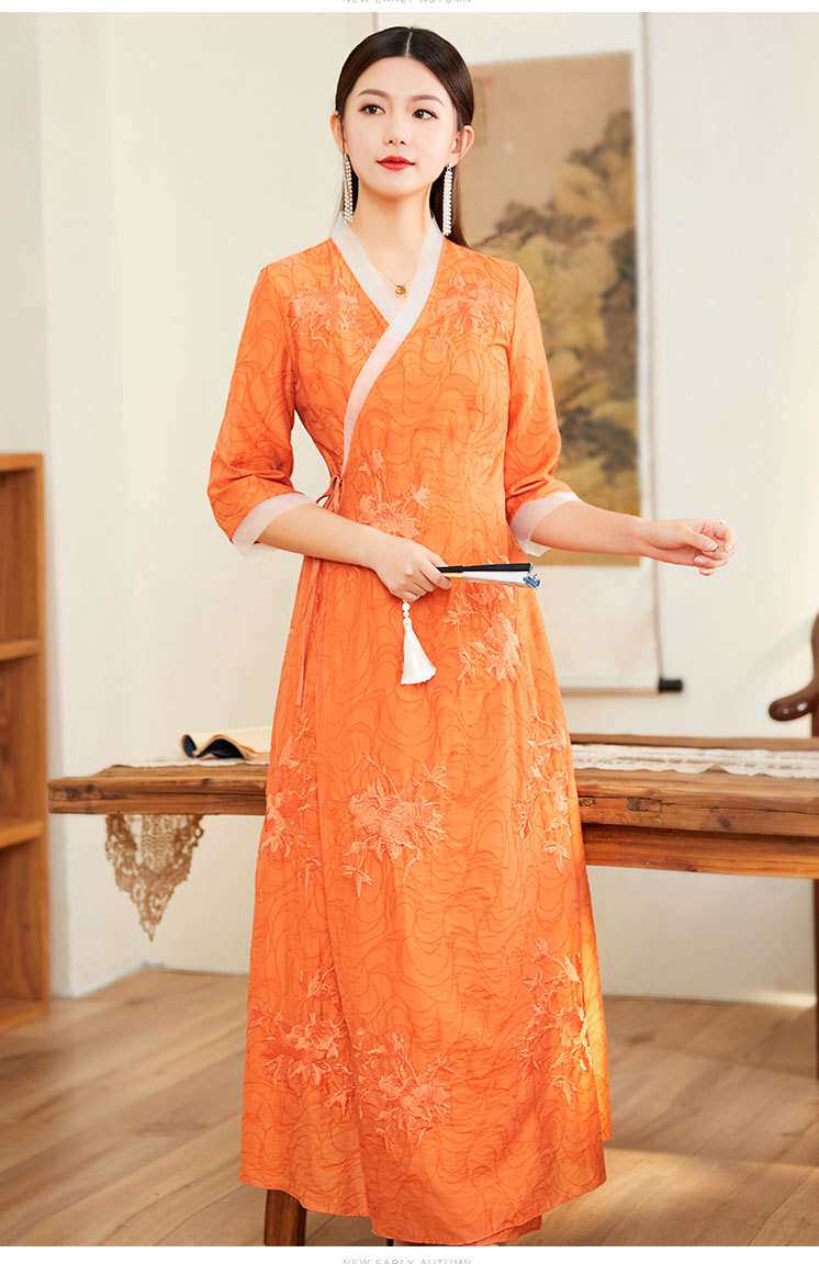 китайский костюм spring and summer women's vintage embroidered hanfu dress sl OTHER