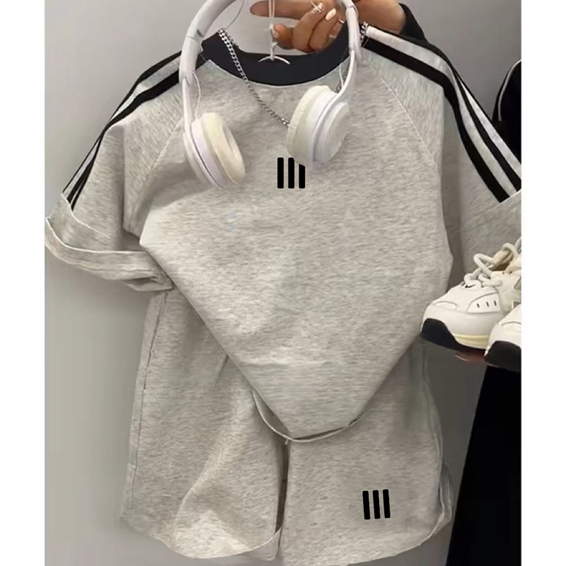 Boys and Girls Summer American-Style Three-Stripe Set New Big Kids Short-Sleeve T-Shirt Pure Cotton 5-Point Shorts Two-Piece Set Trendy Brand Boys and Girls Summer American-Style Three-Stripe Set New Big Kids Short-Sleeve T-Shirt Pure Cotton 5-Point Shorts Two-Piece Set Trendy Brand