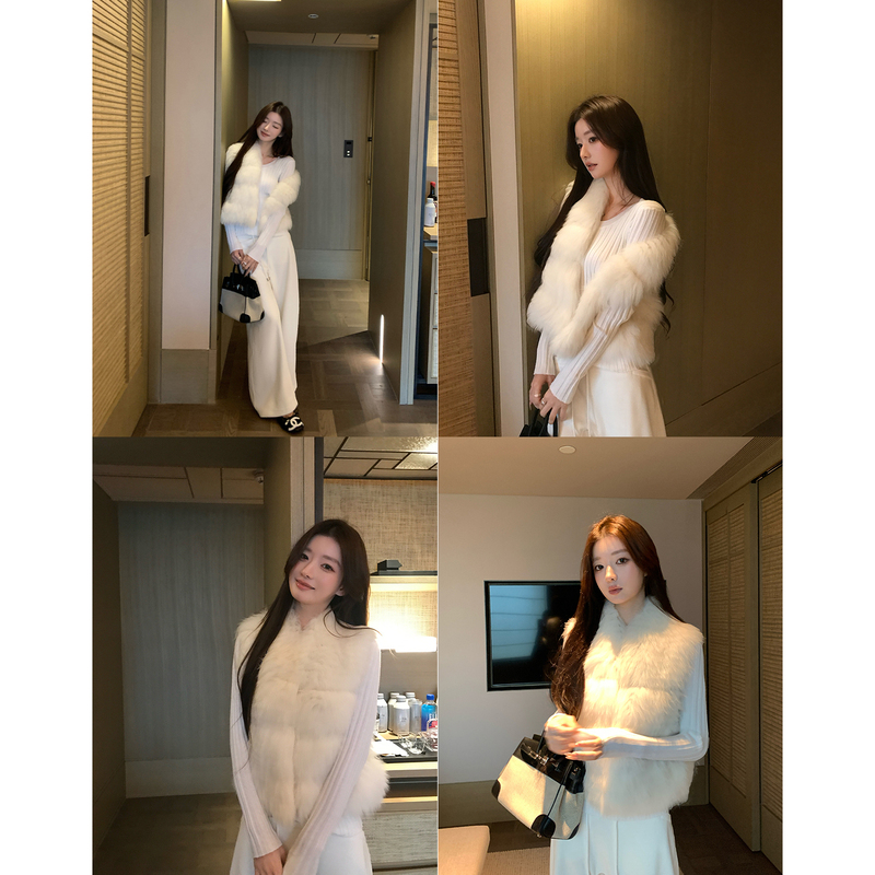 Hamyiho "Rich Girl's Style" Imported Fox Fur Vest Women's Autumn and Winter Fur Coat Young Style
