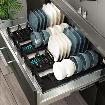 Dish storage rack in the cabinet kitchen storage rack household appliances bowl rack dishes and tableware drain and dry items