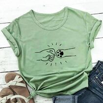 Womens Dog Hand Fist Bump Graphic Shirt New Arrival Casual 1