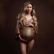 Sequins Maternity Photography Props Bodysuit Boho Maternity