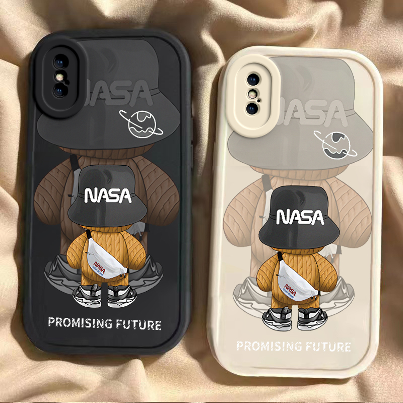 Back View Trendy Bear Apple Xs/X Phone Case for Men and Women, New Silicone Soft Case, iPhone Xr Full Edge Protection, XS Max Anti-Drop Cover