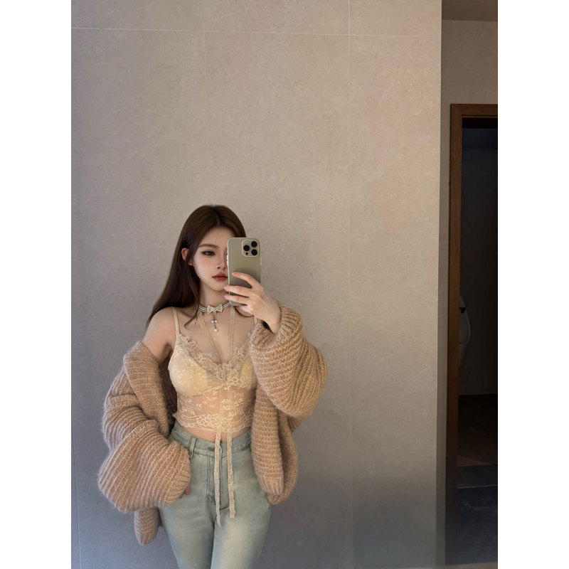 Hope and Young Lazy Style Chunky Knit Loose Button-Down Sweater Coat Soft Knitwear