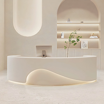 Curved beauty salon cashier clothing store front desk company reception desk bar paint simple modern shop counter