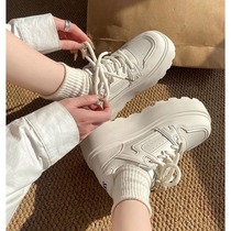Thick-soled casual high-end white shoes for women 224 spring new versatile lightweight student sports shoes