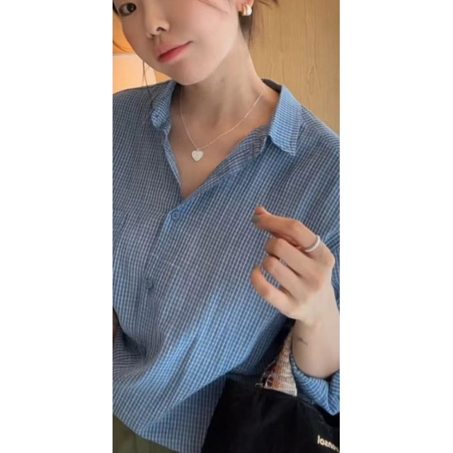 Cotton Gauze Fine Checkered Thin Shirt 074-25122 Nn Exclusive