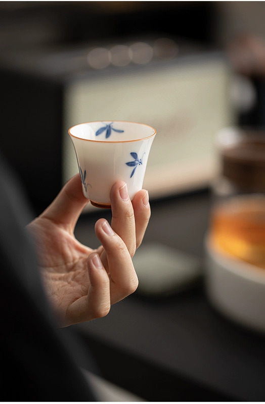 Tinh khiết vẽ tay bướm phong lan nhanh cốc ngoài trời gốm một nồi ba cốc thủy tinh di động du lịch Kung Fu bộ trà bộ bình trà