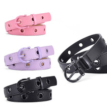 Japan FCs new niche pin buckle color eyelet button hollow decorative womens belt personalized punk solid color belt
