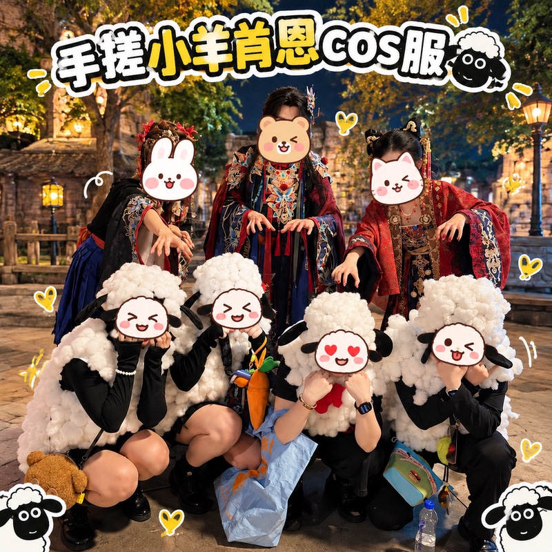 Halloween Costume Shaun the Sheep DIY Cosplay Outfit Funny Handmade DIY Kit Holiday Party Outdoor Decoration