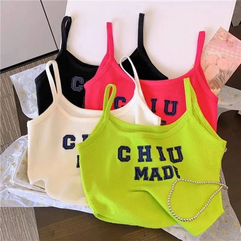Girl Harnesses Small Vest 2023 Summer Baby foreign air letters Cloth Embroidered short sleeves No sleeves outside wearing blouses-Taobao