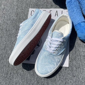 National Trend Embroidered Canvas Shoes 2025 Summer New Men's and Women's Shoes Trendyy Blue Versatile Sports and Leisure Sneakers
