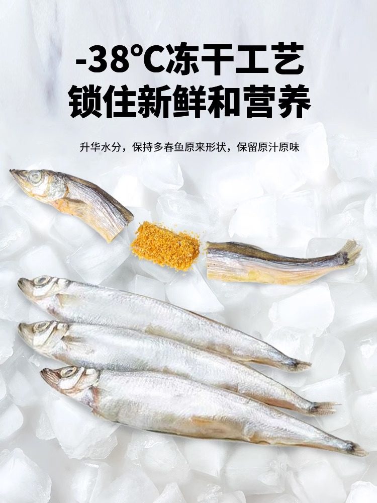 Pet Cat Snacks, Calcium Supplement, Fish Oil, Teething Sticks, Cat Food, Cat Nutrition, Fish Roe Rewards, Freeze-Dried Spring Fish for Kittens