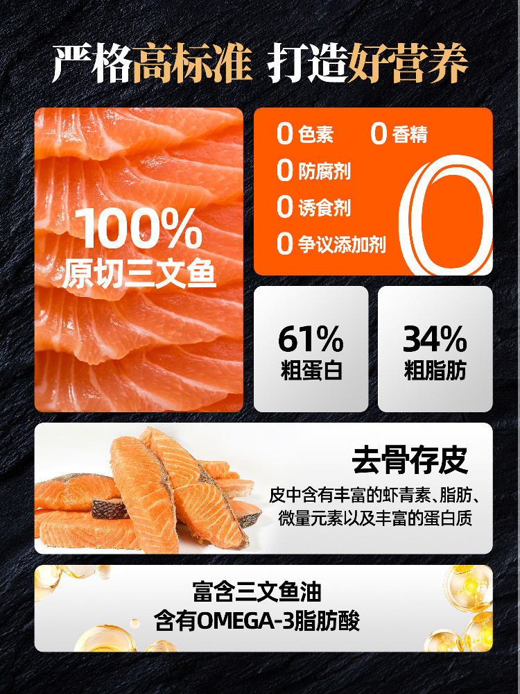 Freeze-Dried Salmon Chunks Pet Snacks Cat Food Mixed with Food Fish Meat Chunks Jerky Teething Fish Oil Nutritious Dog Snacks