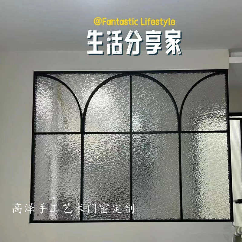American vintages Antique Iron Art Deco Art Glass Partition Sofa rear background wall Indoor living room Book room Minimalist Windows-Taobao