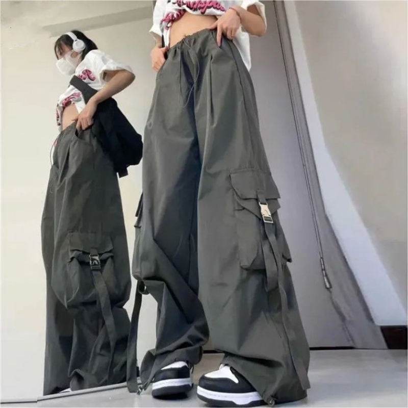 Extra Large Size 150kg American Retro Work Pants for Men and Women, Summer Loose Fit with Large Pockets, Casual Wide-Leg Long Pants