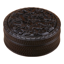 Mahogany jewelry box solid wood bracelet bracelet storage box red rosewood double dragon playing with beads round relief box jewelry box