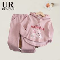 (Counter removal area)) Brand counter) Girls autumn clothing 2024 new childrens style little girl hooded sweatshirt