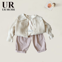 (Counter removal area)) Brand counter) Autumn clothing Korean childrens clothing new style girls western style knitted cardigan little girl