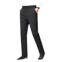 (Goose Down) Duck Winter Down Pants Mens Drawstring Waist Casual Straight Pants Plus Velvet Thickened Warm Pants