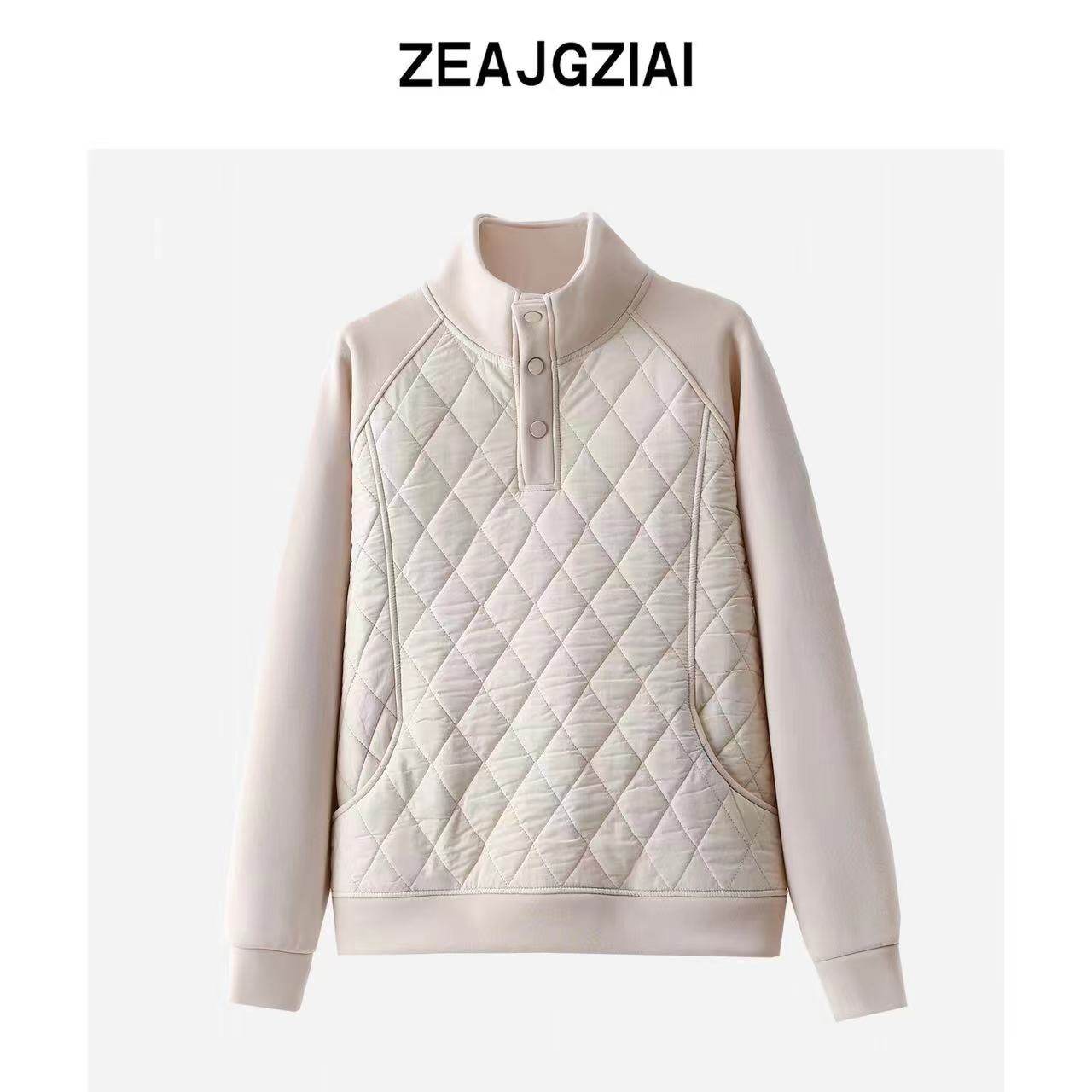 That is, the sweatshirt woman 2023 new exploits add suede 3D press cotton Korean version stand half open collar jacket head jacket O-Q116-Taobao