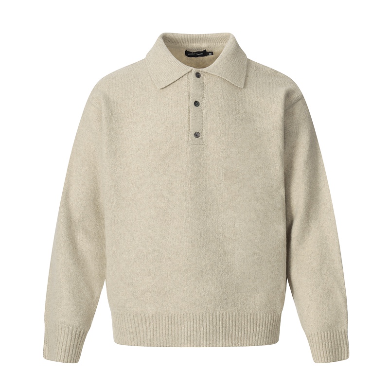 Cygg Autumn and Winter Sweater Row Style Old Money Knitwear Wool Blend Polo Shirt Lapel Sweater