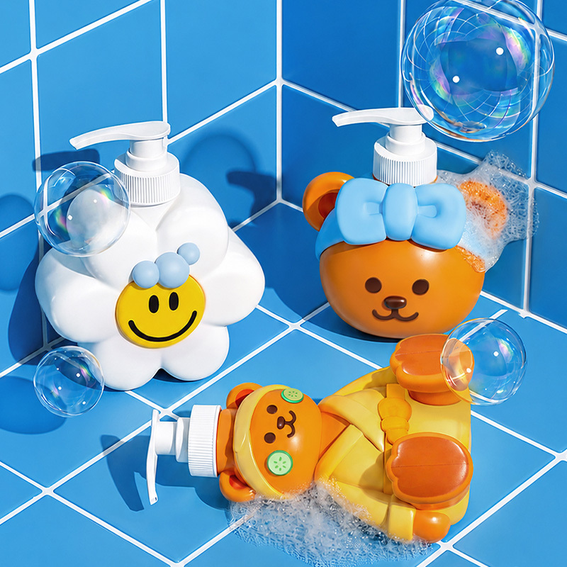 Wigglewiggle Refillable Bottle Dispenser Laundry Detergent Empty Bottle Press-Type Hand Sanitizer Empty Bottle Shower Gel Cute