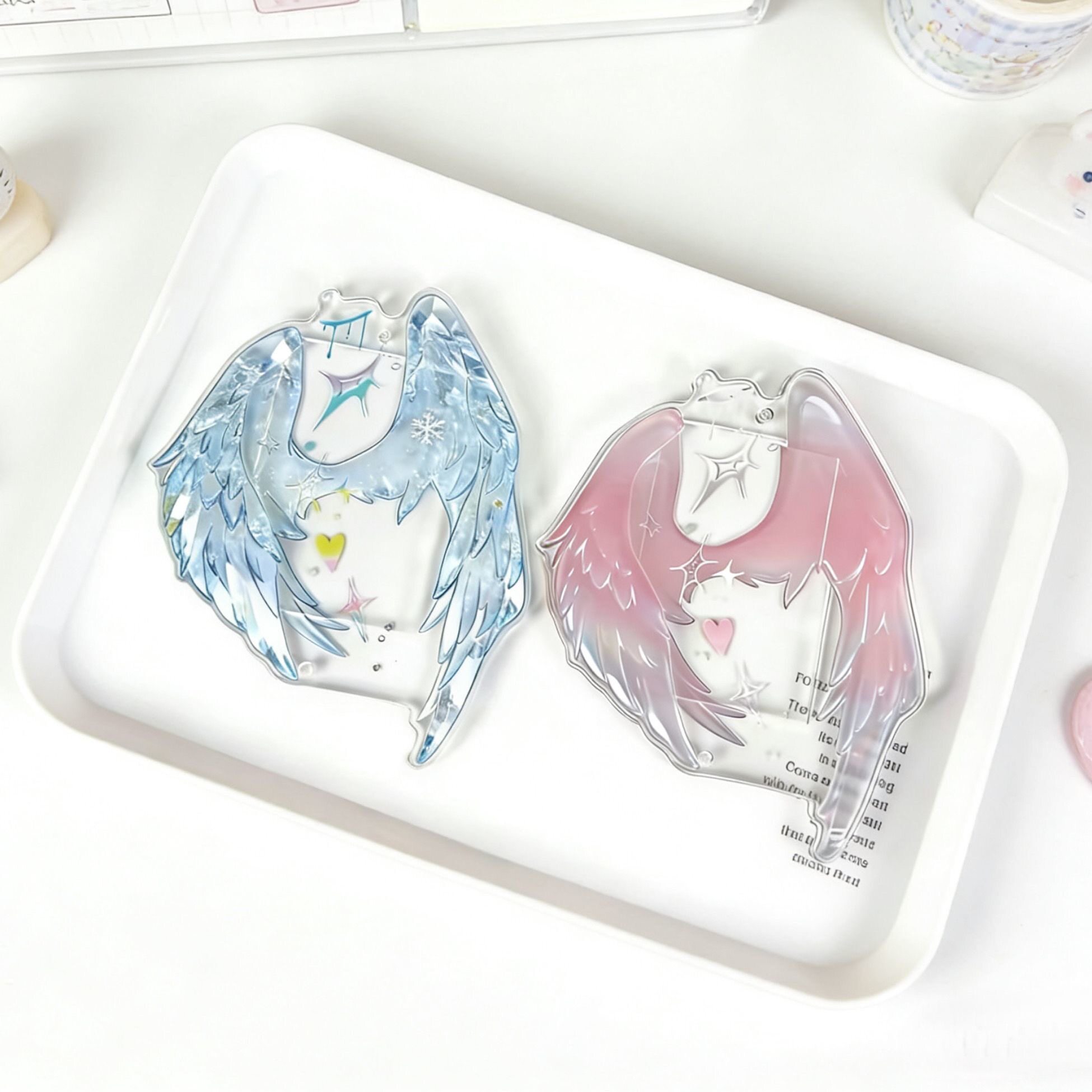Korean-style angel wing card holder, perfect for girls who love idols and anime, 3-inch photocards, Instagram-worthy storage display.