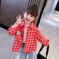 Summer girls shirts pure cotton spring and autumn outer wear foreign style jackets 2024 new childrens long-sleeved spring fashionable tops
