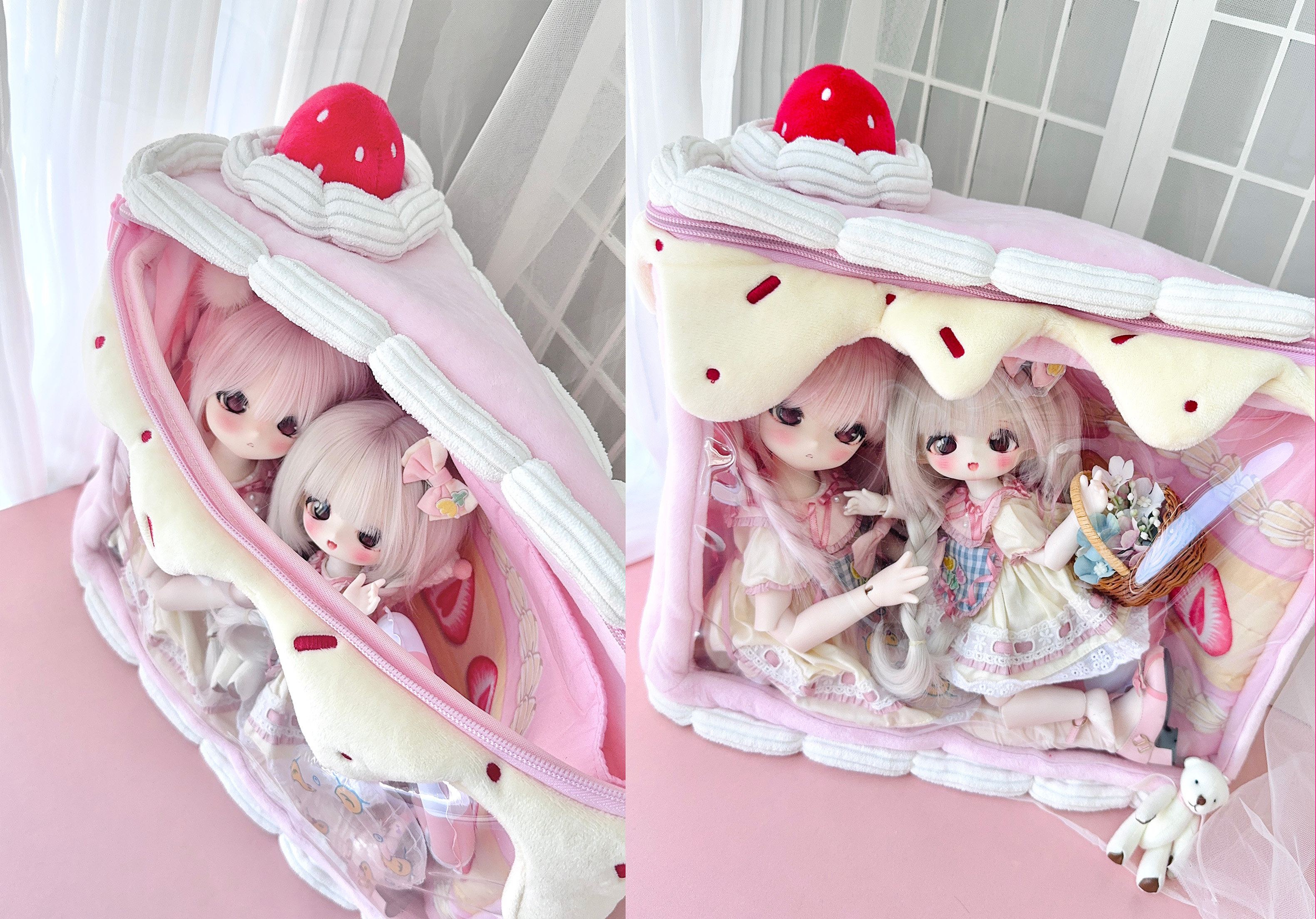 bjd场景道具娃屋 二团特价现货不退换 [草莓蛋糕]毛绒包  可爱娃包痛包bjd娃包