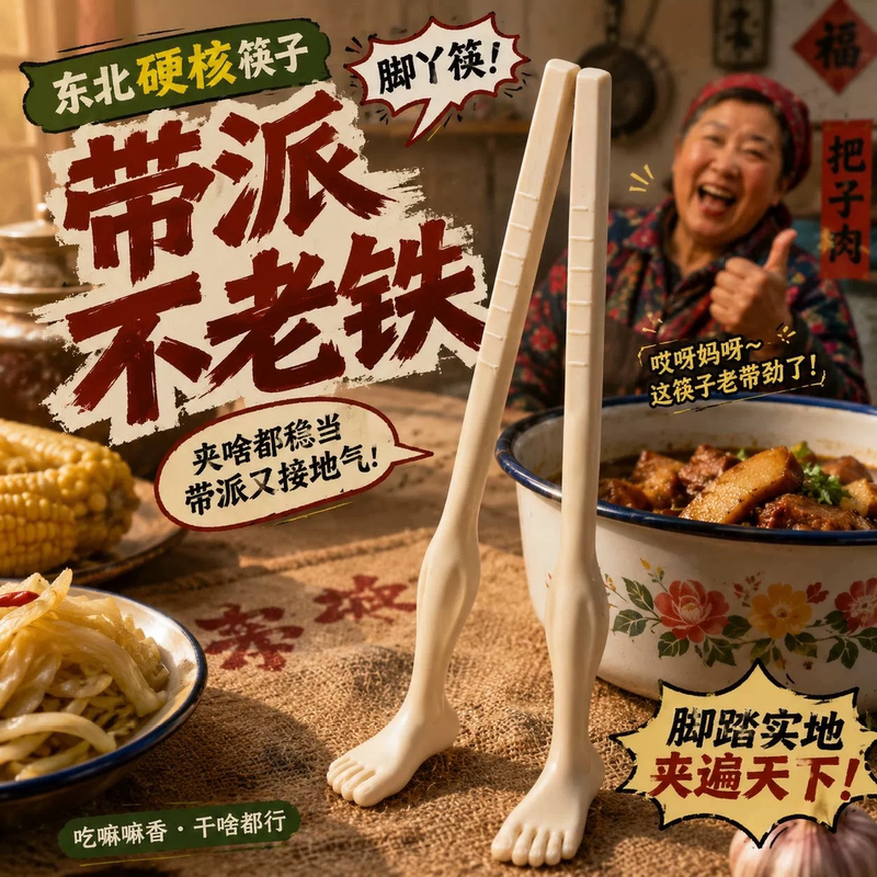 Creative Foot-Shaped Chopsticks with Non-Slip Soles, Funny and Portable, Suitable for One Person Dining, Pd Creative Foot-Shaped Chopsticks with Non-Slip Soles, Funny and Portable, Suitable for One Person Dining, Pd