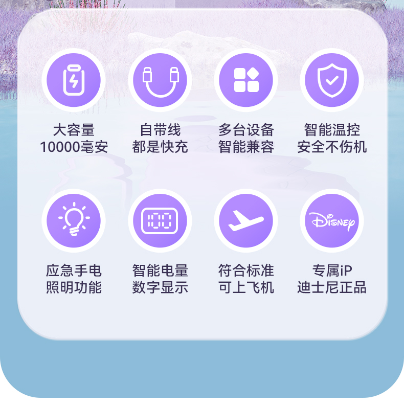 博依诺 Disney迪士尼正版授权 三合一便携式充电宝 10000mAh 天猫优惠券折后￥59.9包邮（￥129.9-70）多色可选