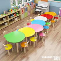 Solid wood kindergarten childrens painting art table tutoring training class picture book hall care class primary school student desks and chairs