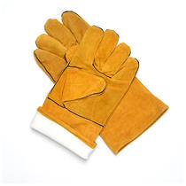 Double layer welding gloves insulated labor protection gloves thickened and lengthened anti-scald welding gloves