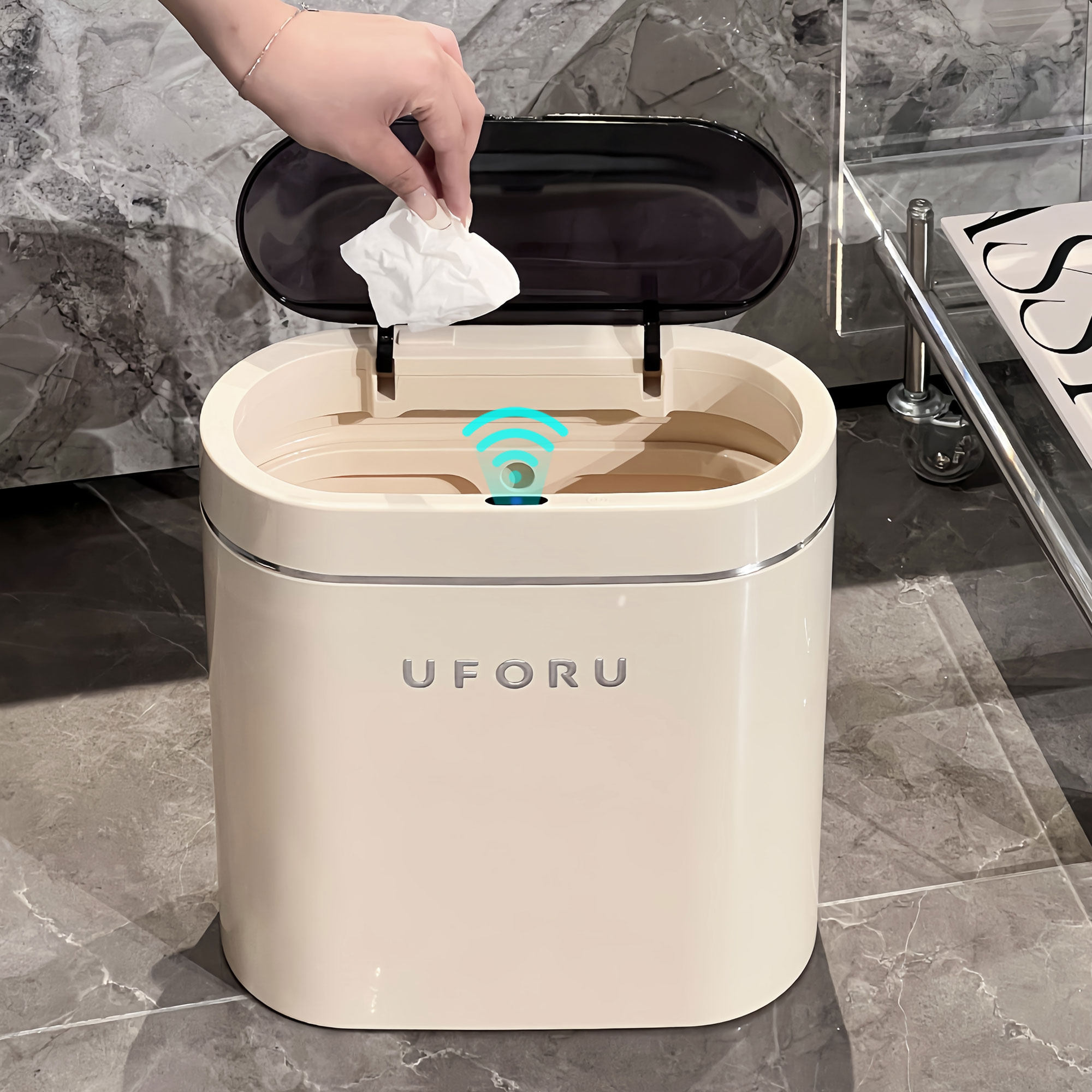 Imported Müger Smart Trash Can Inductive Home Toilet Living Room Living Room Kitchen With Lid Electric Automatic Clip Stitch Barrel-Taobao