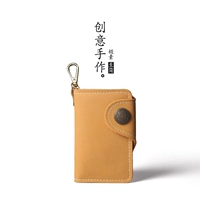 Кожаный креативный универсальный брелок ручной работы подходит для мужчин и женщин, картхолдер, кошелек, простой и элегантный дизайн, из натуральной кожи