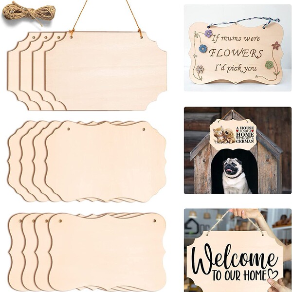 DIY Wooden Pendant Pet Tag Handwriting Blank Doorplate Wooden Decoration Laser Cutting Engraving Figure Wood Piece