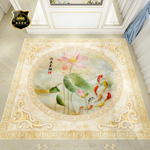 Foshan tile Chinese-style lotus peony pattern living-room ground flower Xuan Guanguan into the family background wall 800x800 tiles