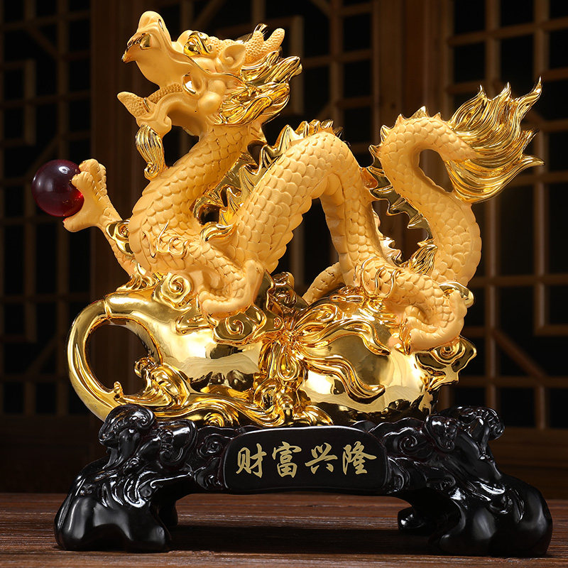 Wealth Xinglong Golden Dragon Pendulum Pieces Dragon Handicraft Zodiac Zodiac Zodiac Wine Cabinet Shop Desktop Decorations for Opening Gifts