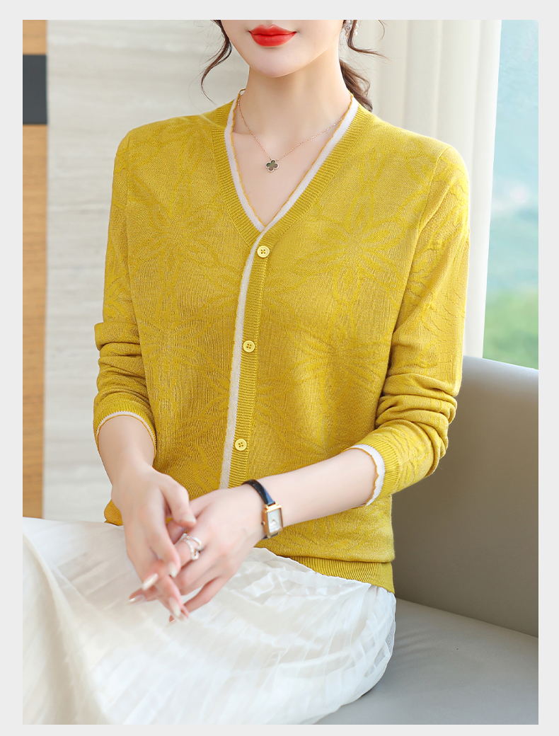 E9754 1710K ÁO LEN NỮ XIAENHA ÁO LEN MÙA XUÂN THU ĐÔNG CỔ CHỮ V THỜI TRANG NỮ REN G05 SẢN PHẨM MỚI