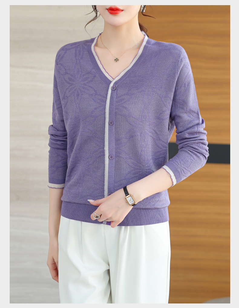 E9754 1710K ÁO LEN NỮ XIAENHA ÁO LEN MÙA XUÂN THU ĐÔNG CỔ CHỮ V THỜI TRANG NỮ REN G05 SẢN PHẨM MỚI
