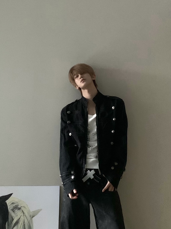 Jichuan Yep Autumn and Winter Original Niche Vintage Washed Black Stand Collar Workwear Denim Jacket for Men and Women