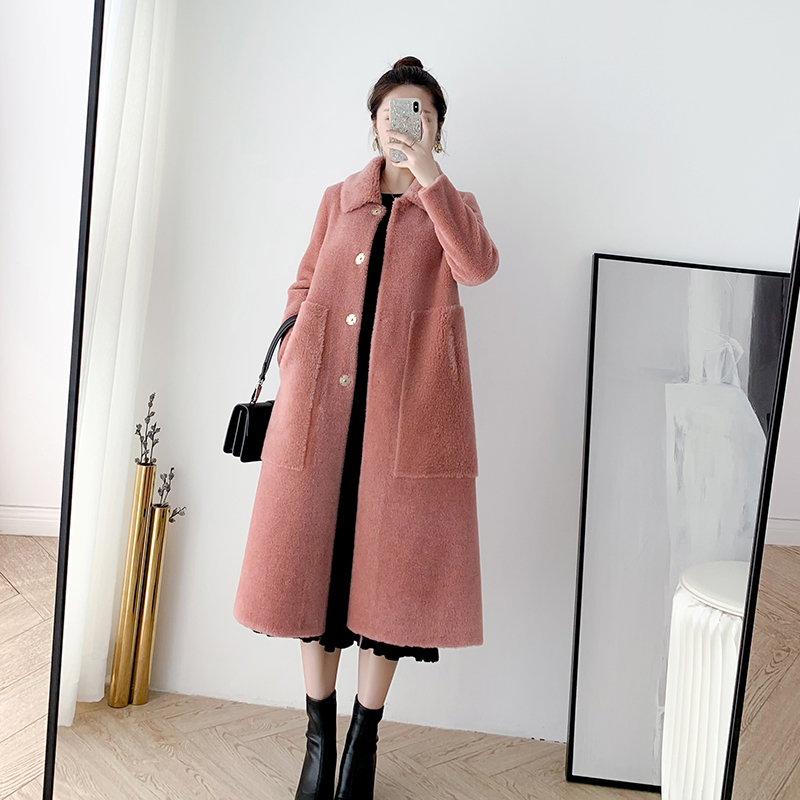Grain sheep shearing coat women's mid-length compound lamb fur one Haining fur 2019 new autumn and winter